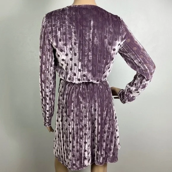 NEW HOUSE OF HOLLAND PURPLE VELVET POLKA DOT WRAP MINI DRESS - Picture 7 of 8